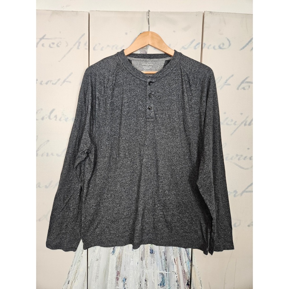 Banana Republic Quick Dry Henley XL Gray‎ Long Sleeve Performance Raglan Shirt